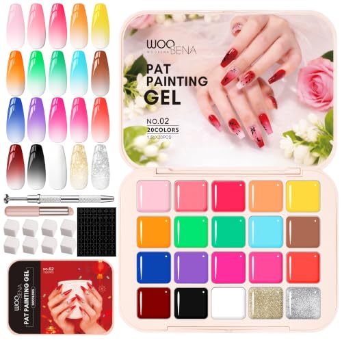 20 Colors Ombre Gel Nail Polish - Sponge Pat Pat Gel Polish Palette for Gradient Nails, Aura & French Manicure,DIY Nail Art Kit for Beginners & Professionals - color: 20-Colors-A1