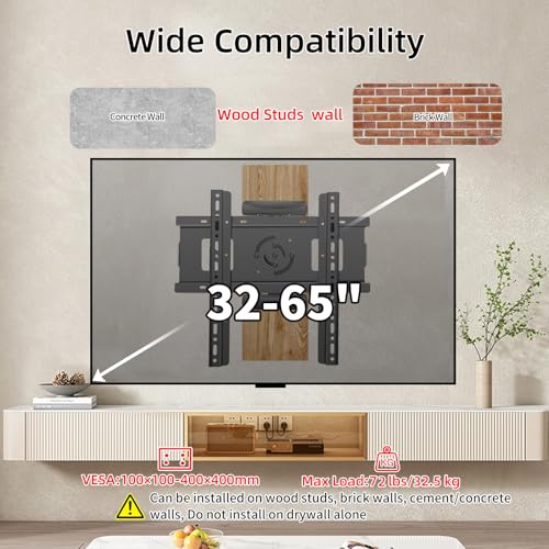 Portrait TV Mount for 32-65 inch, Vertical TV Mount ±90° Rotating - size: 32-65 Inch