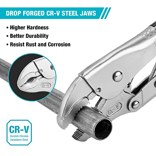 DURATECH 10-Inch Locking Pliers, Premium Cr-V Construction, Curved Jaw Locking Pliers with Wire Cutter, Fit for Clamping Twisting Welding - size: 10-Inch