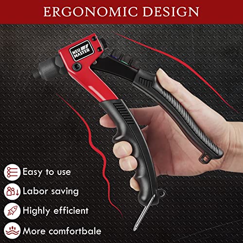 NEU MASTER Rivet Gun, Pop Rivet Tool Kit with 200 Rivets & Carrying Case