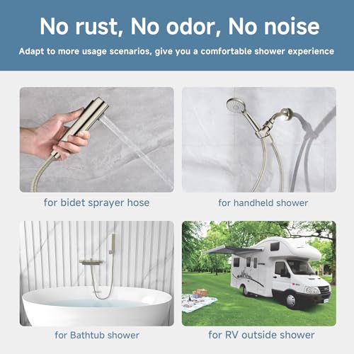 23 Inches 304 Stainless Steel Shower Hose Extra Short Brushed Nickel - color: Brushed Nickel, size: 23 Inches