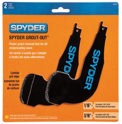 Spyder 2-Piece Grout Remover Tool Set, Accessory for Reciprocating Saws, for Grout Joints 1/16-3/4" (5-Pack) - size: 1/16 to 3/4-inch
