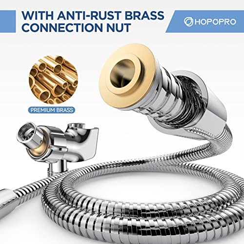 6-Mode High Pressure Handheld Shower Head Set, Consumer Reports Recommended HOPOPRO High Flow Hand Held Showerhead with 59 Inch Hose Bracket Teflon Tape Rubber Washers - color: Luxury Chrome, style: 6 Modes