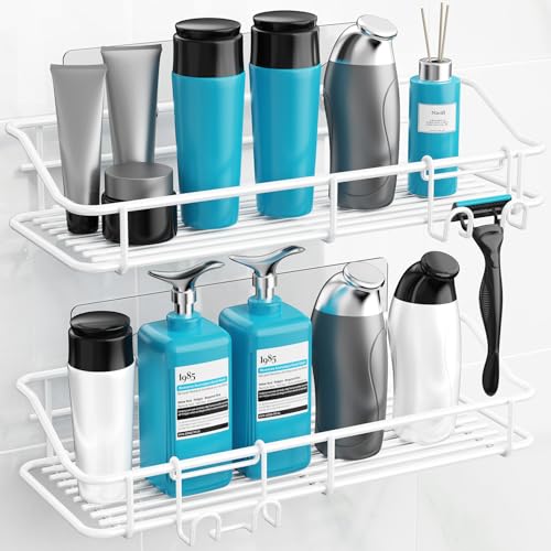 Nieifi Shower Caddy Adhesive, Shower Shelves, Shampoo Holder for Bathroom - color: White, size: 2 Pack