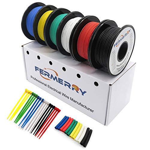 Fermerry 28 AWG Stranded Wire Spool 10ft Each 6 Colors - size: 10FT, style: 28 AWG-6C