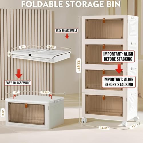 YFXCVSL 4 Tier Plastic Storage Bins with Lid 23QT, Stackable Storage Bins - size: 4-Tier 23QT