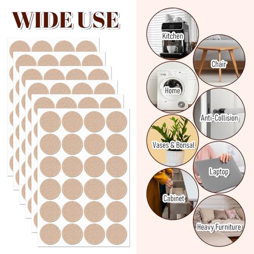 288 Pcs Self Adhesive Felt Furniture Pads 3/4", Felt Pads for Coasters Bottom Dots Felts Floor Protectors for Furniture Thick Cabinet Door Bumpers for Chair Legs Felts Pad Small for Hardwood Floors