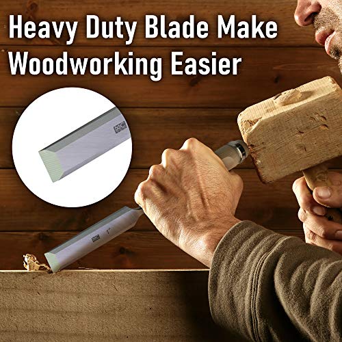 Woodworking 4 PC Wood Chisel Set Chrome-Vanadium Steel with Hornbeam Handles for Carpentry, Woodworking, Carving, Craftsman, 1/4 inch,1/2 inch,3/4 inch, 1 inch - size: 4 Piece Wood Chisel