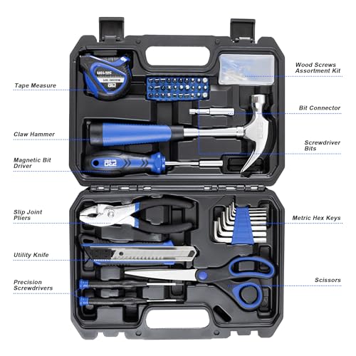 Prostormer 93-Piece Tool Kit, Small Starter Tool Set, Blue - color: Blue