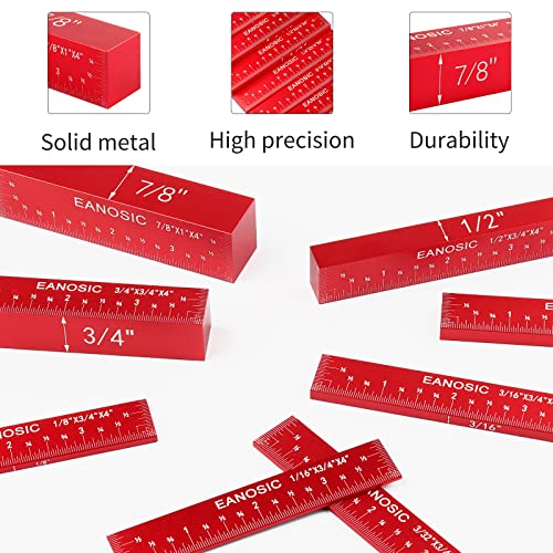 EANOSIC Setup Blocks Height Gauge Set, 8pcs Precision Aluminum Setup Bars for Router and Table Saw Accessories Woodworking Set Up, Bars Include Laser Engraved Size Markings (Extra Long 4 Inch) - style: 8 Pcs-INCH