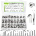 M3 M4 M5 M6 Nuts and Bolts Assortment Kit 20 Size 8MM to 25MM 304 Stainless Steel Hex Button Head Cap Metric Machine Screws, 1160Pcs Silver Bolts and Nuts Kit with Lock Washers for Screws - size: J. M3 M4 M5 M6