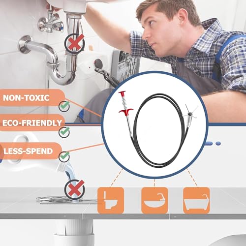 118-Inch Flexible Drain Snake with 4-Claw Grabber for Deep Clogs & Items - style: 118 IN