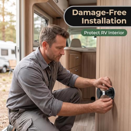 RV Magnetic Door Catch with Adhesives Screws - Easy to Install Camper Trailer Door Holder, Sturdy Stopper for RV Accessories (L) - size: Large