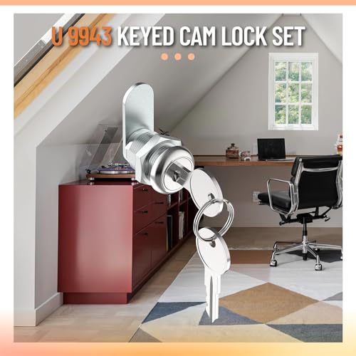 7/8" Cam Lock U 9943, for Drawers, Cabinets, File Boxes, 2 Sets - size: 7/8" Length
