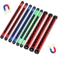 Ceenna 9 Set Magnetic Socket Organizer and Magnetic Screwdriver Organizer 6 Pcs 1/4", 3/8" & 1/2" Socket Rail Trays 3 Pcs Screwdriver and Wrench Holder Aluminum Alloy Tool Holder Red Blue Green