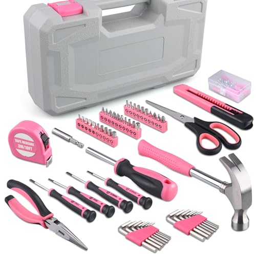 WINNER 150-Piece Pink Color All-Purpose Household Tool Kit in Toolbox Case - size: 150-Pc. Pink Tool Kit