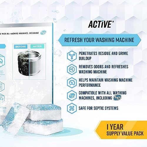 ACTIVE Washer Dishwasher Disposal & Coffee Cleaner Tablets - 96 Tabs Includes Washing Machine Cleaner, Dishwasher, Disposer, Coffee Maker Descale Tabs - Deep Clean & Refresh Appliance - 1 Year Supply - style: 96 Tablets Appliance Cleaning Bundle - Coffee