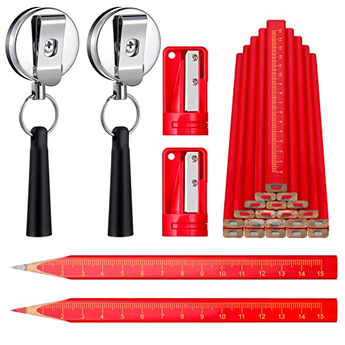 Honoson 24 Pcs Carpenter Pencil with Sharpener,Red and Black Refill - color: Red and Black Refill
