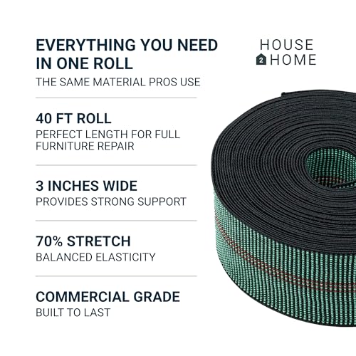 House2Home Chair Upholstery Webbing, 70% Stretch Repair Roll, 3" - size: 3" x 40' - 70% Stretch