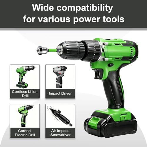6pcs Drywall Screw Setter Set, 1/4" Hex Adjustable Depth Positioning Bits with 60mm Magnetic Bit Holder Extension Bar, Magnetic Positioning Screwdriver Bits, for Sheetrock and Plasterboard Screws - color: Green