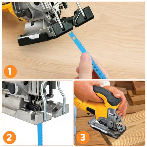 TIESOME 14Pcs U-Shank Jig Saw Blade Set, Carbon Steel Jig Saw Blades