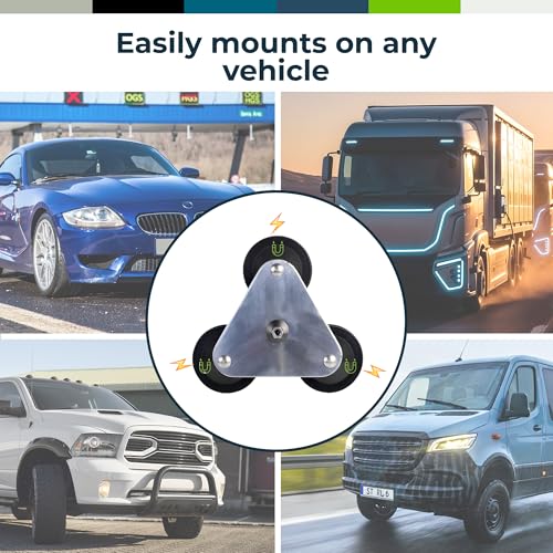 Bolton Tri-Mag Antenna Mount, 3/8" x 24 Threaded, 4" Magnetic Base - style: Tri-Mag Antenna Mount
