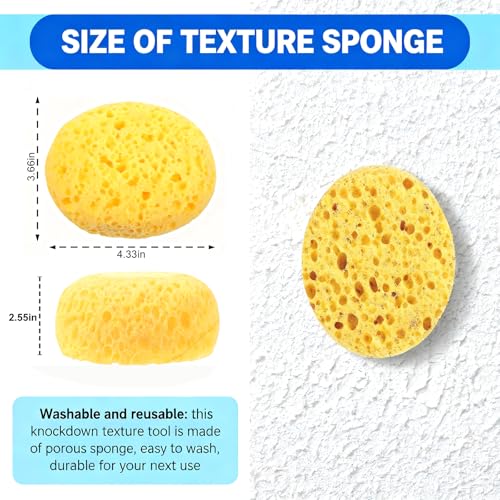 Drywall Texture Repair Kit, 4 Knockdown Texture SpongesandGloves, for DIY Wall & Ceiling Patch, Matching Orange Peel & Splatter Texture