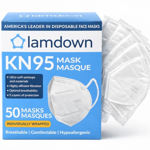 (50-Pack) KN95 Face Masks, Individually Wrapped, Premium Disposable Dust Mask, White - color: 50 Masks (White)