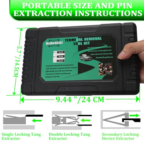 41 Pcs Terminal Pin Removal Tools with Blow-Molded Case, Green - color: Green