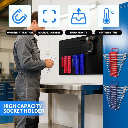 8-Piece Magnetic Socket Organizer and Wrench Organizer