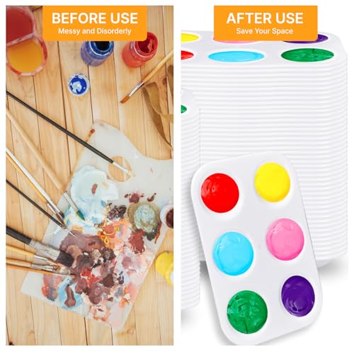 Plastic Round Paint Pallet Tray Painting Palettes Bulk 100Pcs