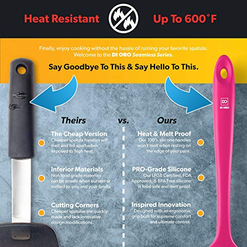 DI ORO Silicone Spoonula - Spoon Spatula, 600F Heat Resistant, Magenta - color: Magenta