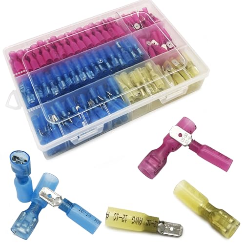 280Pcs Heat Shrink Spade Connector, Male and Female Spade Terminals Kit - size: 280pcs-spade connector