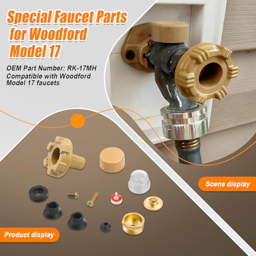 RK-17MH Outdoor Faucet Repair Kit for Woodford Model 17 Outside Faucets Parts Include Wheel Metal Handle Screws Packing Nut Washer Valve Seat Rubber and Vacuum Breaker Float Kits, 12PCS Set - style: RK-17MH