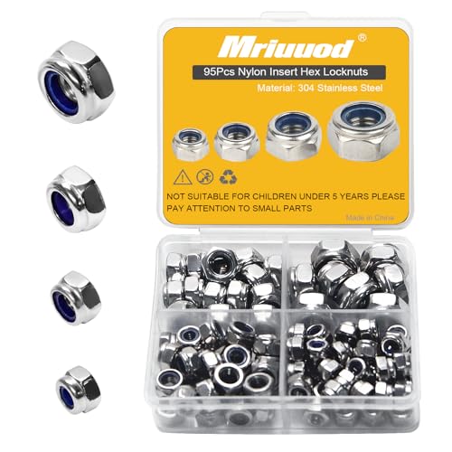 M8 M6 M5 M4 Locknuts Assortment Kit 95PCS Nylon Insert - size: M4-M8 Assortment (95PCS)
