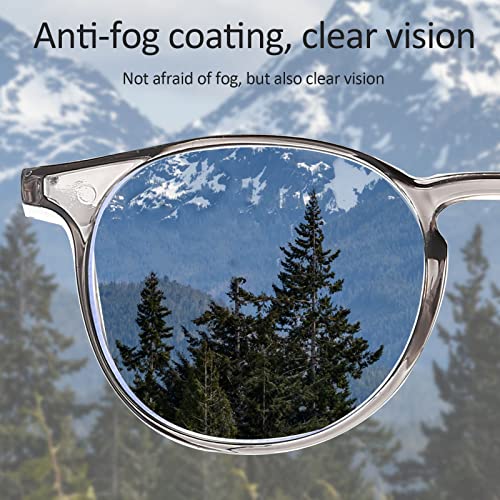 2 Pairs Anti Fog Safety Goggles Protective Glasses Blue Light Blocking Eyeglasses for Men Women - color: Round Grey+transparent