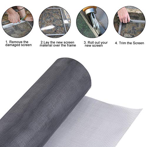 Fiberglass Screen Roll 36" x 100' A Continuous Roll UV Protection Install and Repair Door and Window Screen (36" x100', Black) - color: Black, size: 36" x 100'
