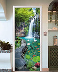 FLFK Door Decal Sticker - Waterfall,Peel and Stick Mural,Combined Size 36"x80",Split into 2 Pieces - color: Mt747, size: 36"x80"