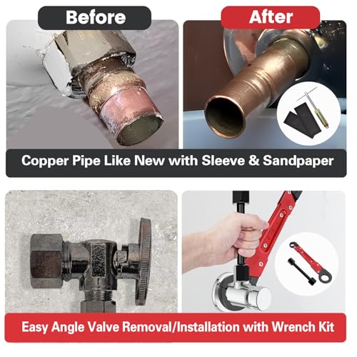 Plumbing Tools with Angle Stop Wrench & Compression Sleeve Puller - style: Angle Stop Wrench with 1/2-Inch Compression Sleeve Puller