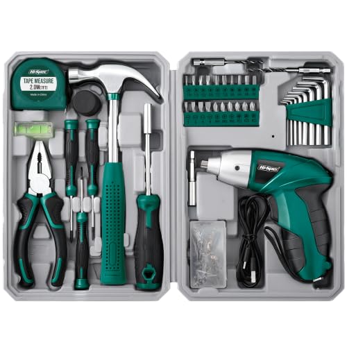 Hi-Spec 4V USB Electric Screwdriver Tool Kit for Home Repairs, Green - color: Green
