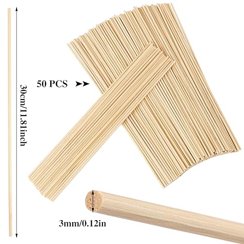 50 Pcs Dowel Rods, 1/8 x 12 Inch Wooden Dowels Craft Sticks - size: 1/8 x 12 Inch(50 PCS)