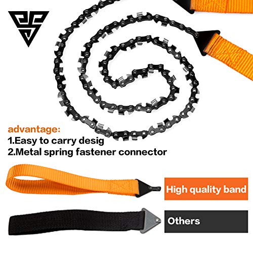 Pocket Chainsaw 36’’-45 Two-sidedTeeth Pocket Chain Saw,3X Faster with Cutting Blade ON Every Link,Best Compact Folding Hand Saw Tool for Survival Gear,Camping,Hunting - size: 36 inch