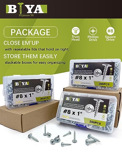 Wood Screws，#8×1 inch 250Pcs Silver Phillips Truss Head Screws - color: Silver, size: #8×1"