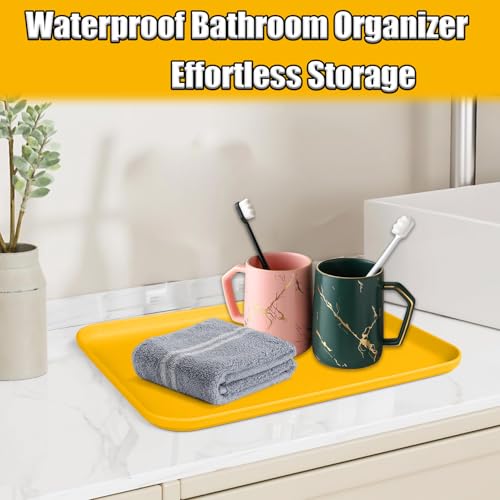 Plastic Serving Trays, 12 Pack Cafeteria Trays Plastic Fast Food Tray for DIY Projects, Painting, Beads, Organizing Supply, 9.4 X 6.7 X 0.6 Inches (Yellow) - color: Yellow