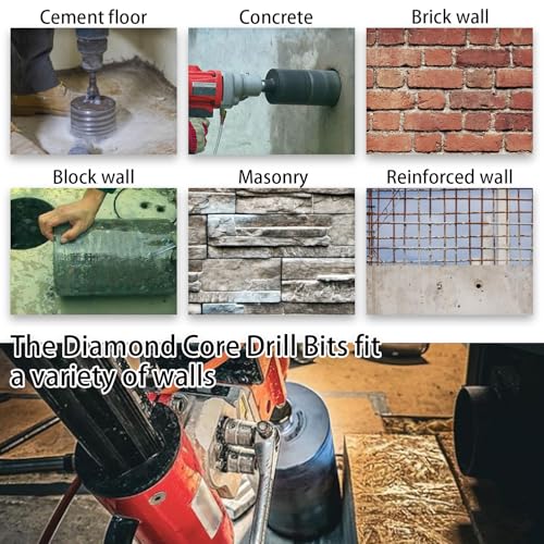 Core Drill Bits 5 inch Diameter 10in/254mm Drilling Depth Concrete Laser-Welded for Concrete with Rebar Brick Block Masonry Two 5/8-11" Thread Adapters - size: 5 inch | 127mm