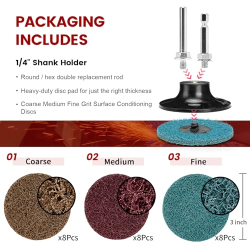 SI FANG 25 Pack 3 inch Sanding Discs Set for Die Grinder, Fits Roloc Pad - size: 3inch Set