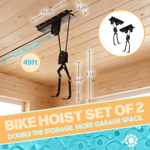 RAD Sportz Bicycle Hoist 2-Pack Quality Garage Storage Bike Lift with 100 lb Capacity Even Works as Ladder Lift Premium Quality - size: 2-Pack