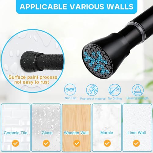 2 Pack Black Small Tension Curtain Rod 16-26 Inch - color: Black 2 Pack, size: 16-26"
