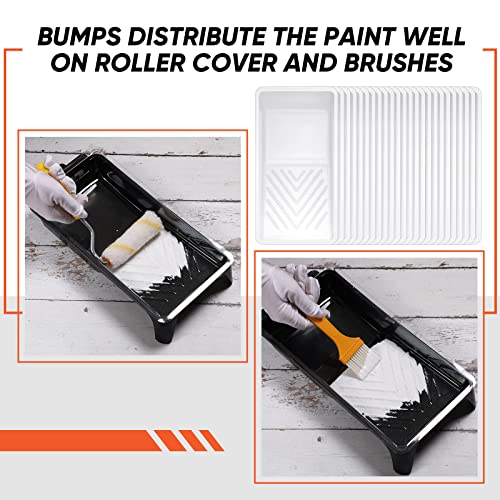 Geelin 50 Pcs Small Paint Tray Liner 4 Inch Mini Disposable Heavy Duty Plastic Roller Tray Liner with Deep Paint Pocket Compatible with Most 4" Rollers