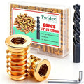 Twidec/60PCS 1/4"-20 Threaded Inserts for Wood Furniture Screw-in Nut Wood Inserts Bolt Assortment Kit with M6 Hex Wrench (1/4"-20 x20mm) N-059-1/4x20 - size: 1/4"-20 x 20mm (60 PCS)